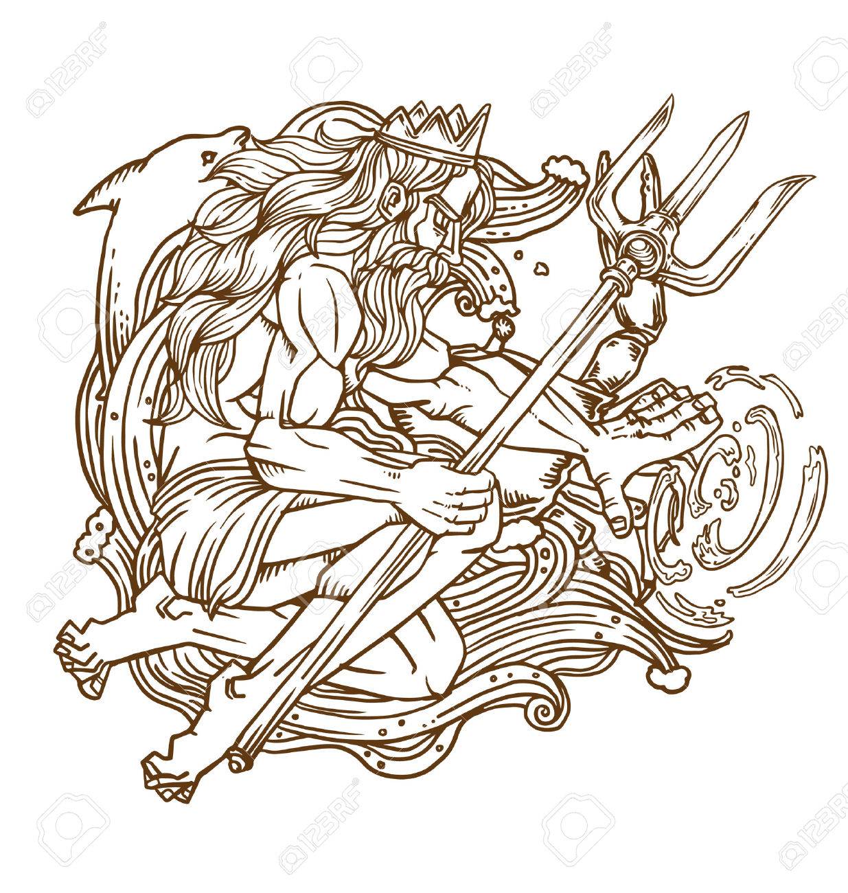 海の神ポセイドンのイラスト素材 ベクタ Image 海の神ポセイドンのイラスト素材 ベクタ Image