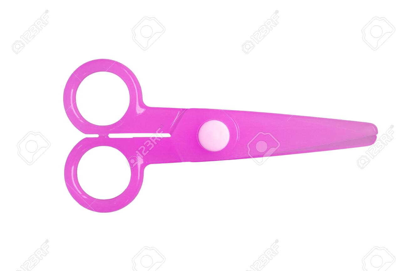 Pink Plastic Children Safety Scissors Isolated On White Background. Stock  Photo, Picture and Royalty Free Image. Image 134943126., image size:1300x866