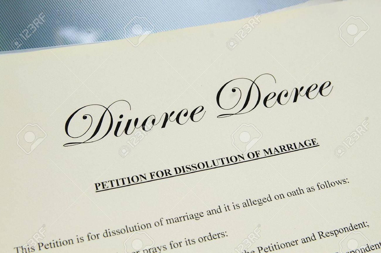 closeup divorce decree legal papers of closeup of papers decree legal divorce