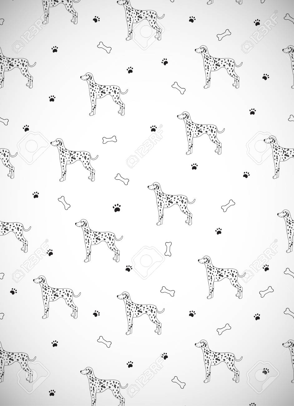かわいい犬との素晴らしいグリーティングカード ダルマチアの品種 壁紙 パターンの塗りつぶし グリーティングカード ウェブページの背景 ラッピング紙 テキスタイルやファブリックに使用することができます 図 のイラスト素材 ベクタ Image 8530