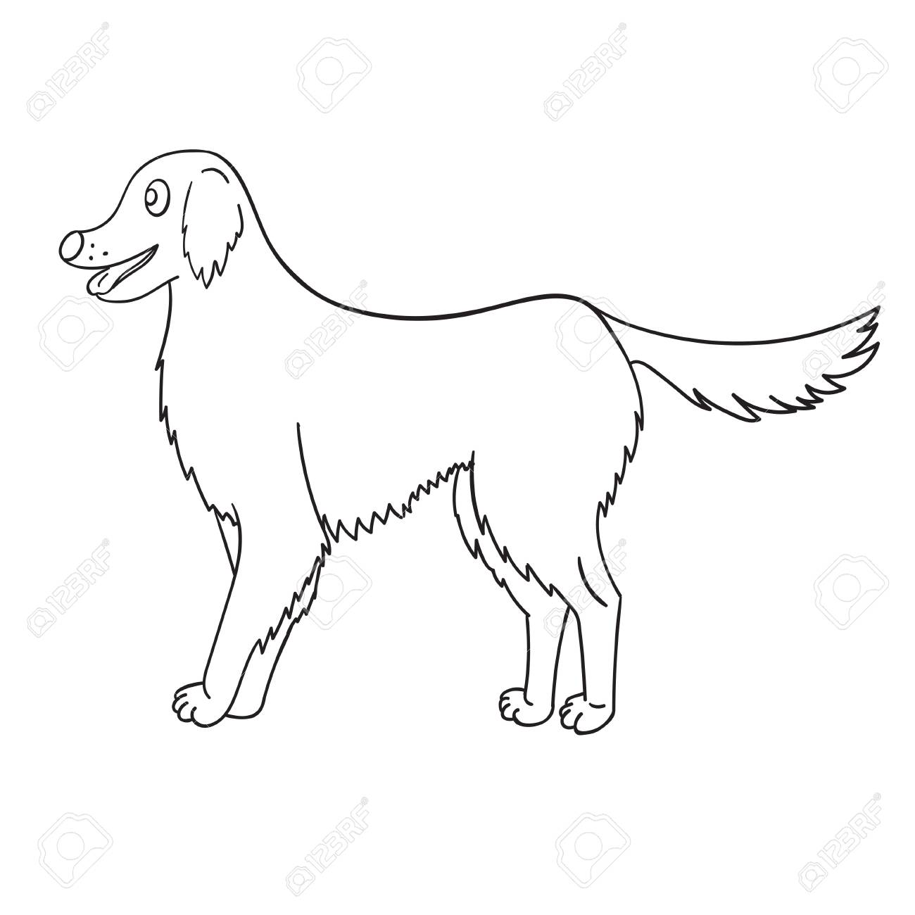 かわいい輪郭ゴールデンレトリバー白い背景に分離されました 変な犬 のイラスト素材 ベクタ Image