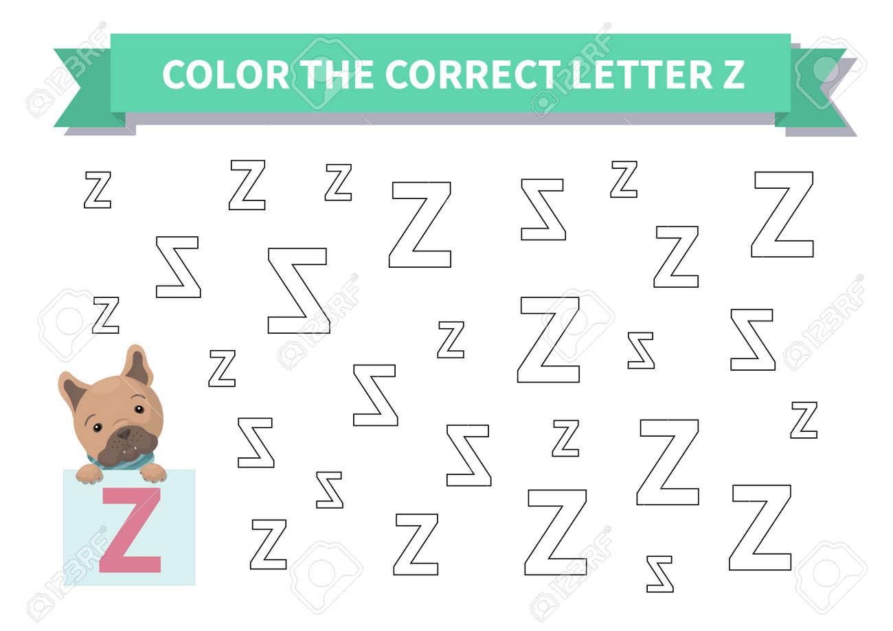 printable game worksheet for kids exercise about letter reversals color the correct letter z french bulldog page a4 vector royalty free svg cliparts vectors and stock illustration image 164903027