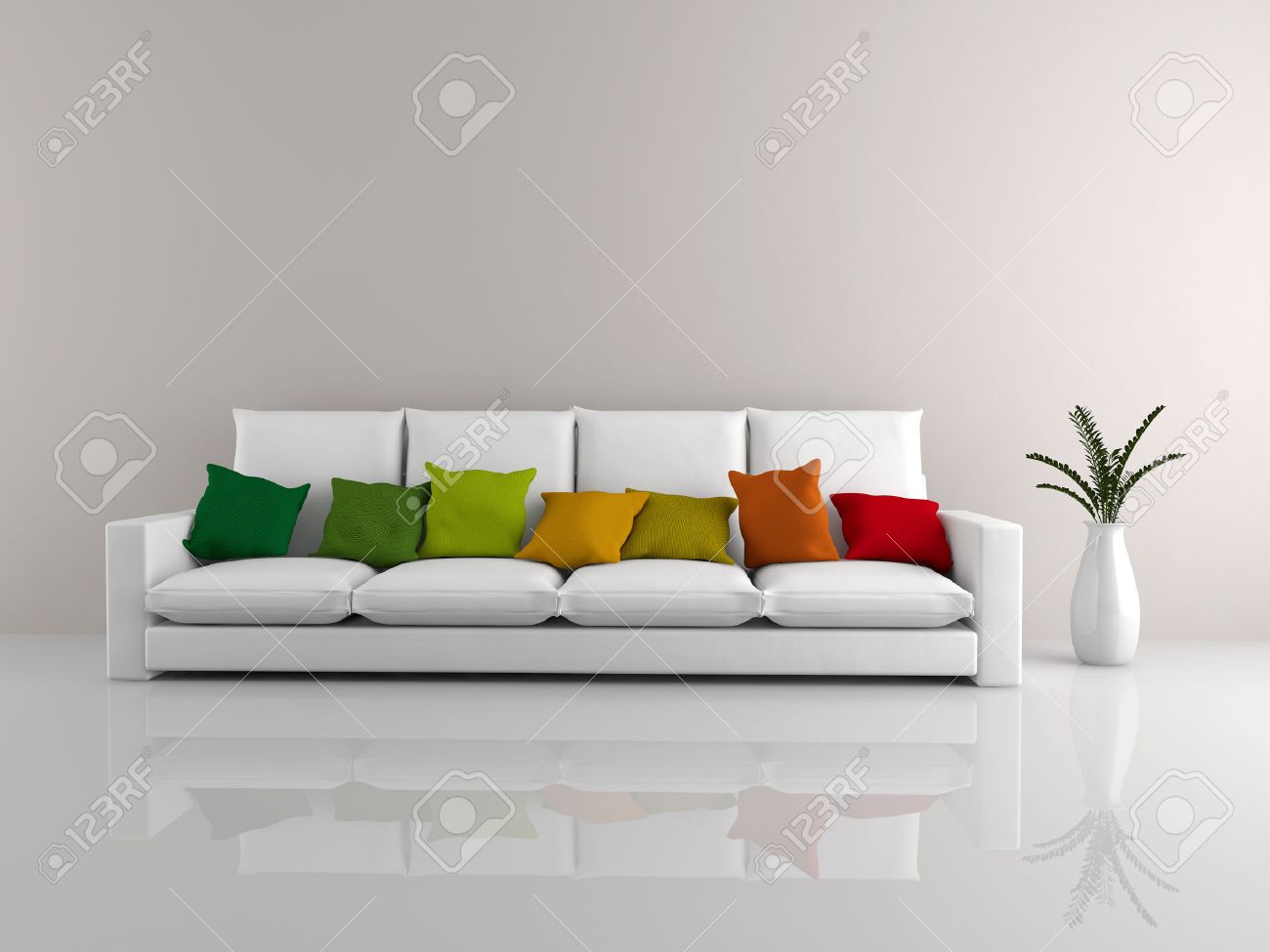 white sofa with pillows