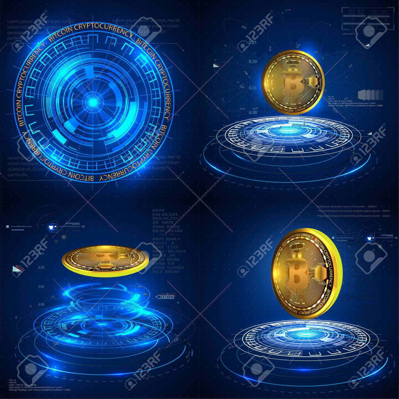 ICO 초기 코인은 비트코인과 그래프로 미래 지향적인 Hud 배경을 제공합니다. Bitcoin 암호 화폐 ICO 코인 판매 이벤트 -  블록체인 비즈니스 배너 개념. 로열티 무료 사진, 그림, 이미지 그리고 스톡포토그래피. Image 102932693