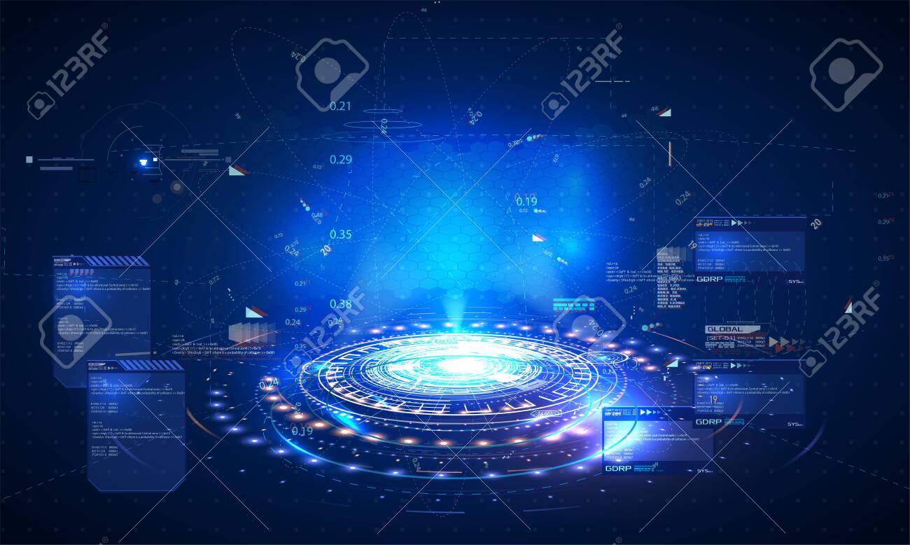 Futuristic hologram, layout for your HUD GUI UI style design. Futuristic Sci-Fi user Interface from out future. Vector - 123992167 Futuristic hologram, layout for your HUD GUI UI style design. Futuristic Sci-Fi user Interface from out future. Vector - 123992167