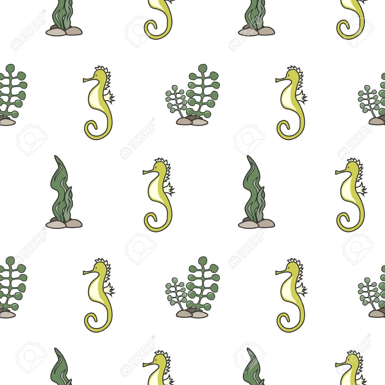 under the sea seamless pattern vector background with sea horse sea horse pattern