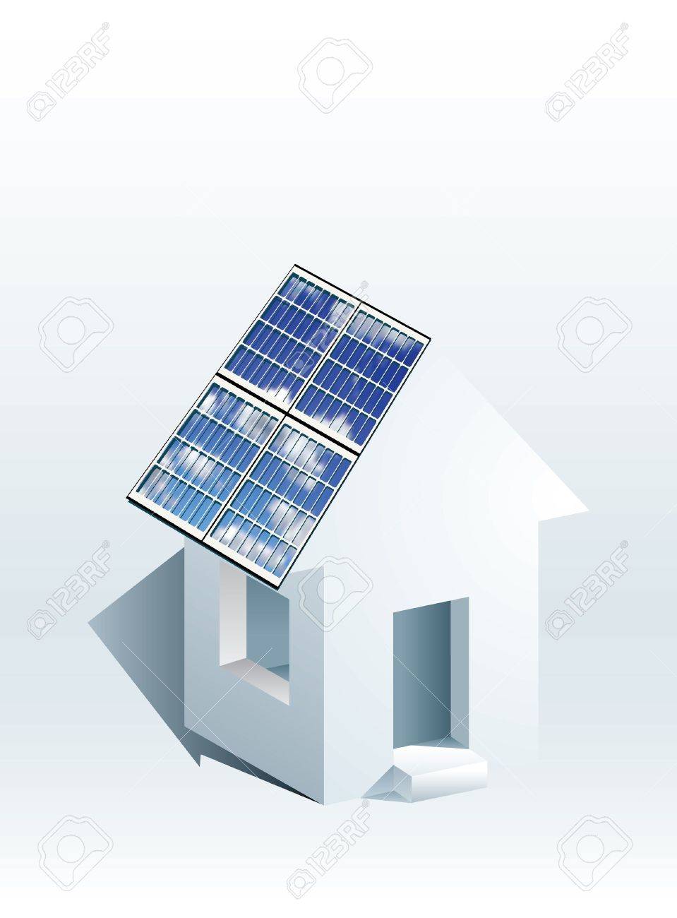 ソーラー パネルと家のベクトル アイコン のイラスト素材 ベクタ Image