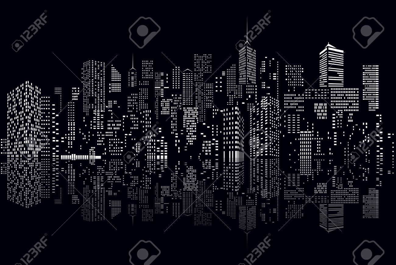 windows on abstract city skylines in black and white royalty free