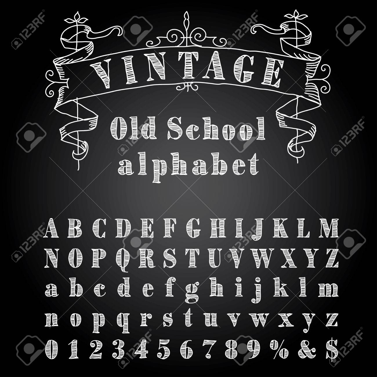 Hand Drawn Font With Chakl On Blackboard Royalty Free Cliparts Vectors And Stock Illustration Image