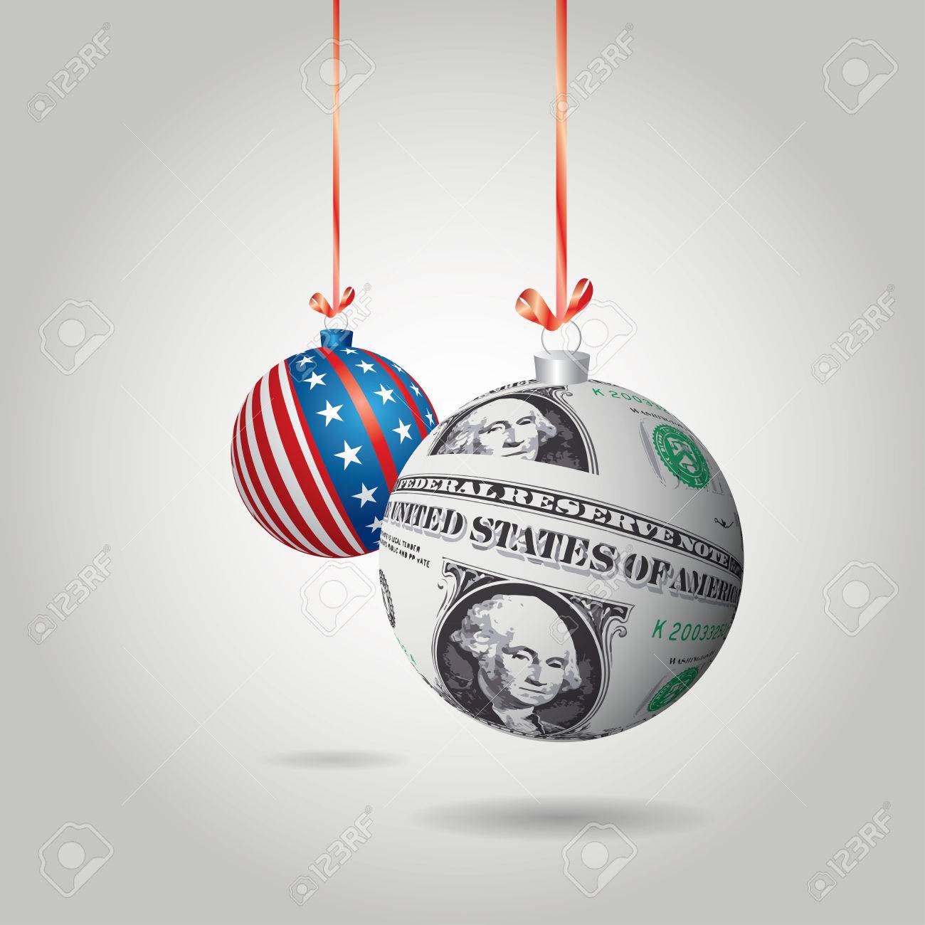 Boule De Noël Avec Dollar Et Usa Flag Texture