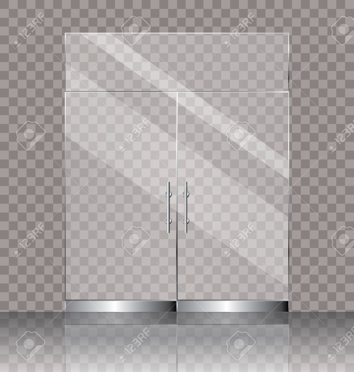 Vector Ilration Of Transpa Double Glass Door For