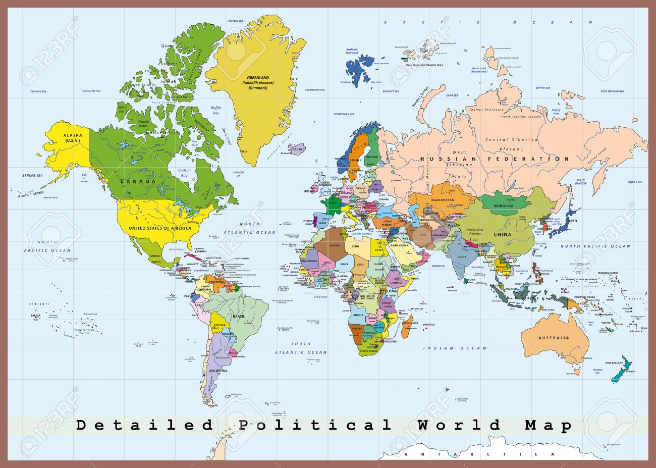 Carte Du Monde Politique Détaillée Avec Les Capitales