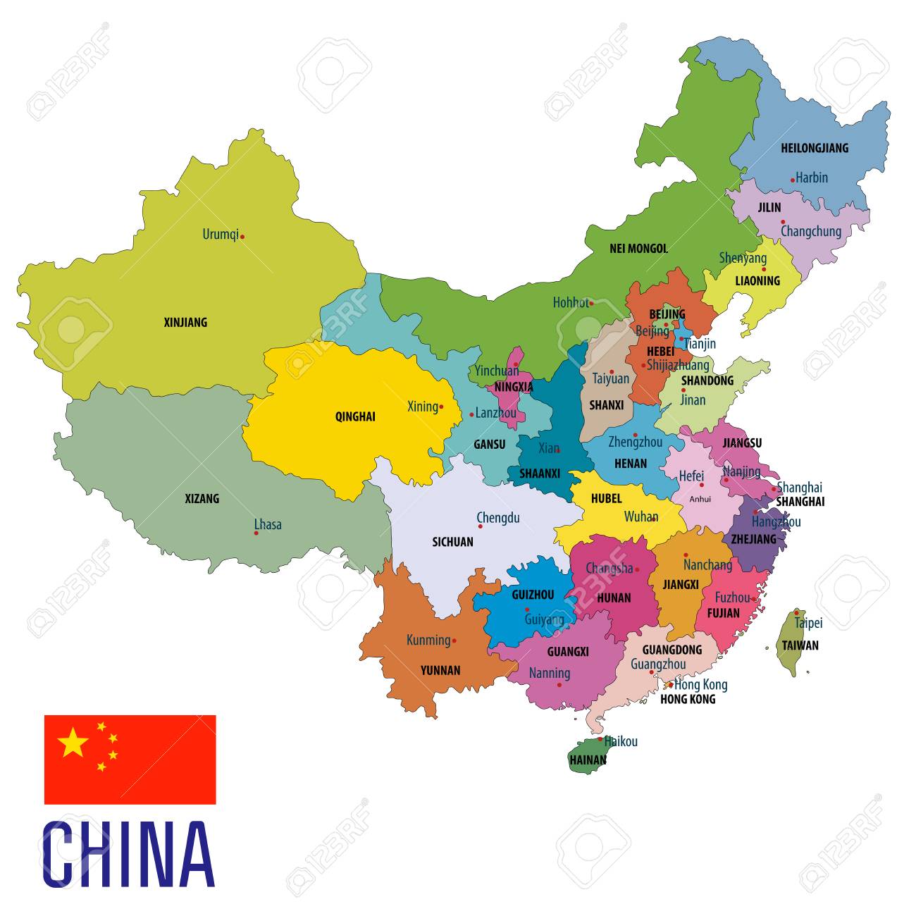 Labeled Map Of China China Political Map With Clearly Labeled, Separated Layers. Vector 