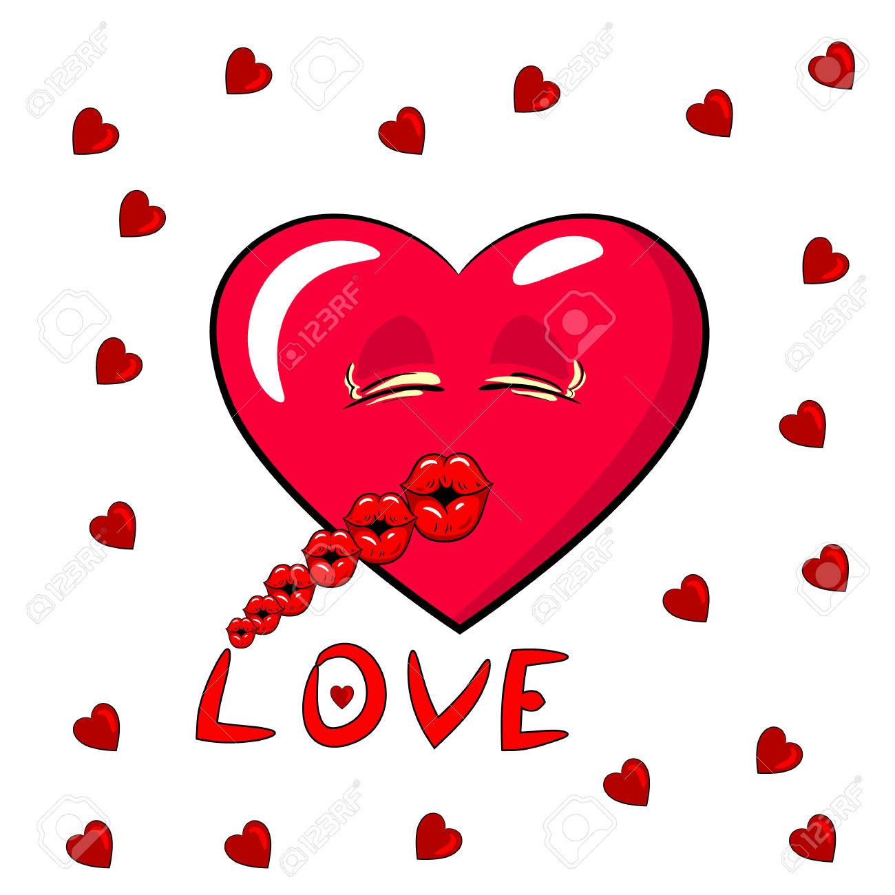 Heart With Lips Love Cartoon On A White Background Vector Royalty Free Cliparts Vectors And Stock Illustration Image