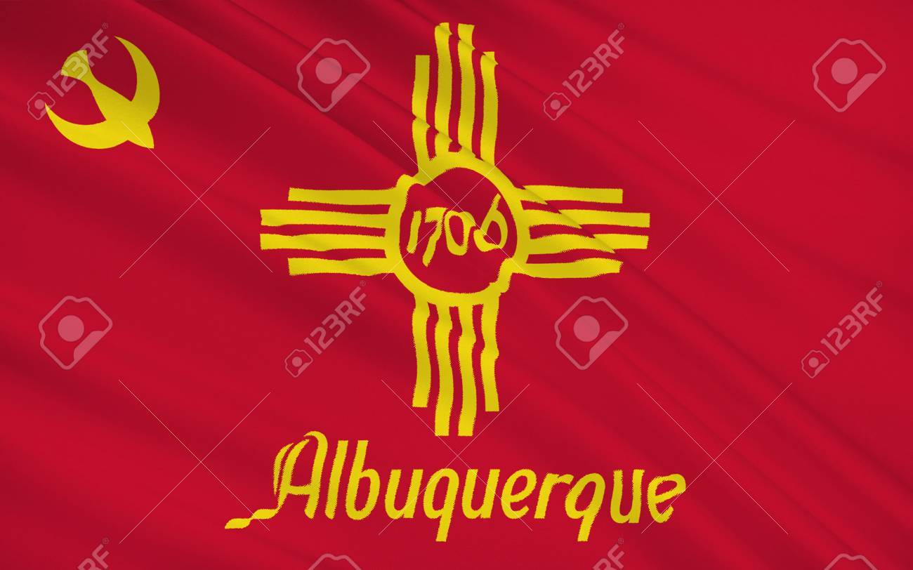 アルバカーキ アメリカ合衆国南西部 ニュー メキシコ州の最大の都市 Bernalilo 地区の行政中心地で市の国旗 の写真素材 画像素材 Image