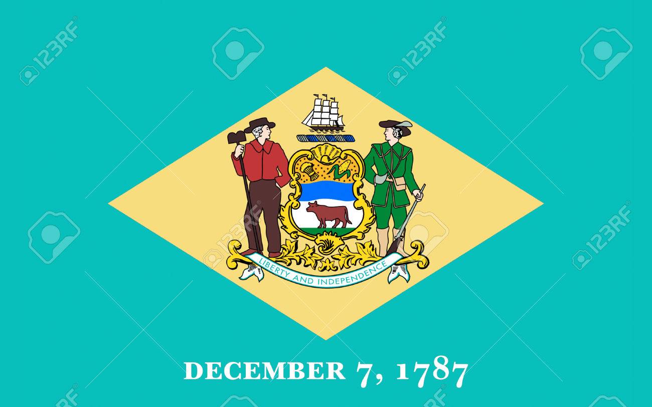 델라웨어의 국기는 미국 동북부 메가 폴리스 지역에 위치한 중부 대서양 주 중 하나입니다. 로열티 무료 사진, 그림, 이미지 그리고  스톡포토그래피. Image 57348521