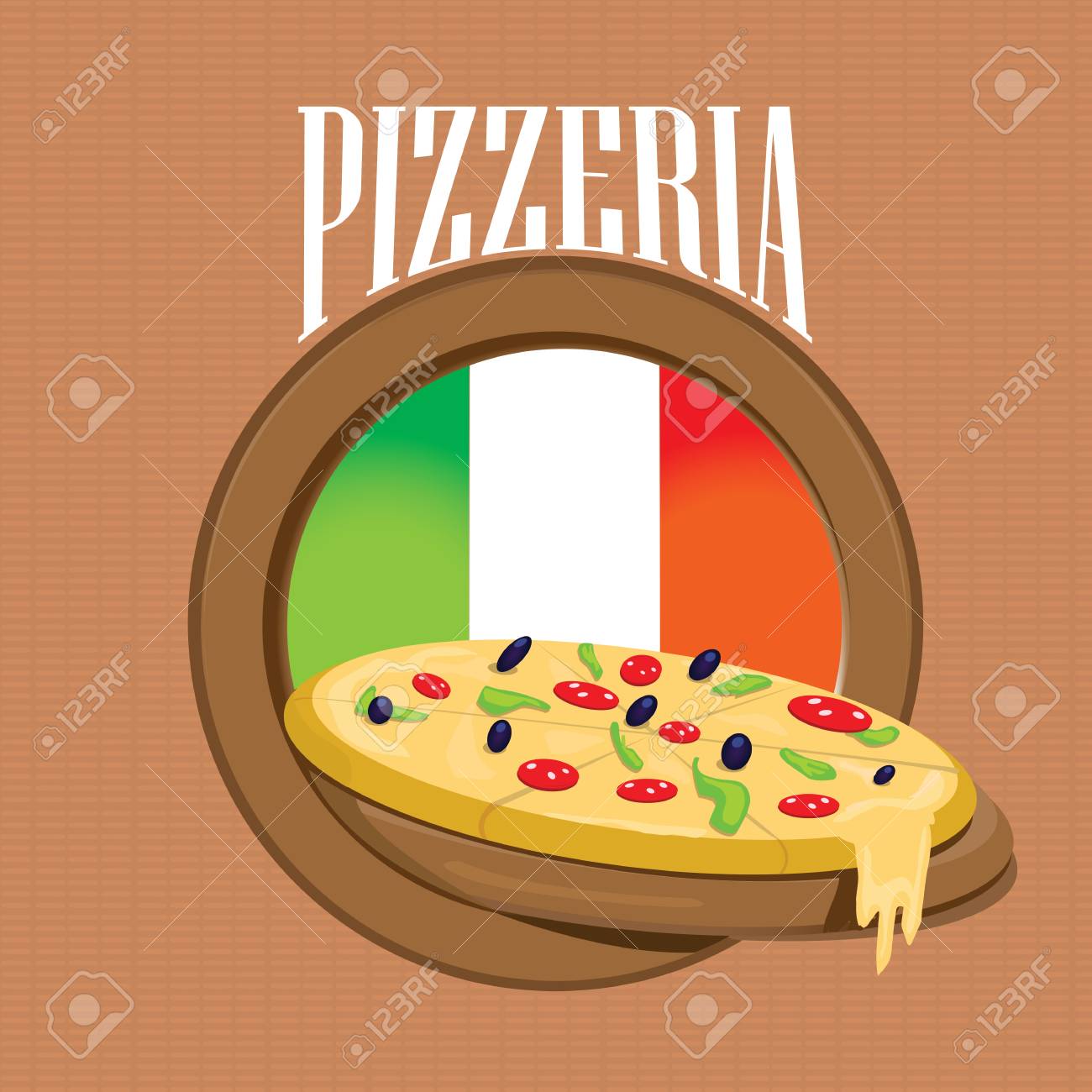 ピザ ラベルやポスターのデザイン テンプレート のイラスト素材 ベクタ Image