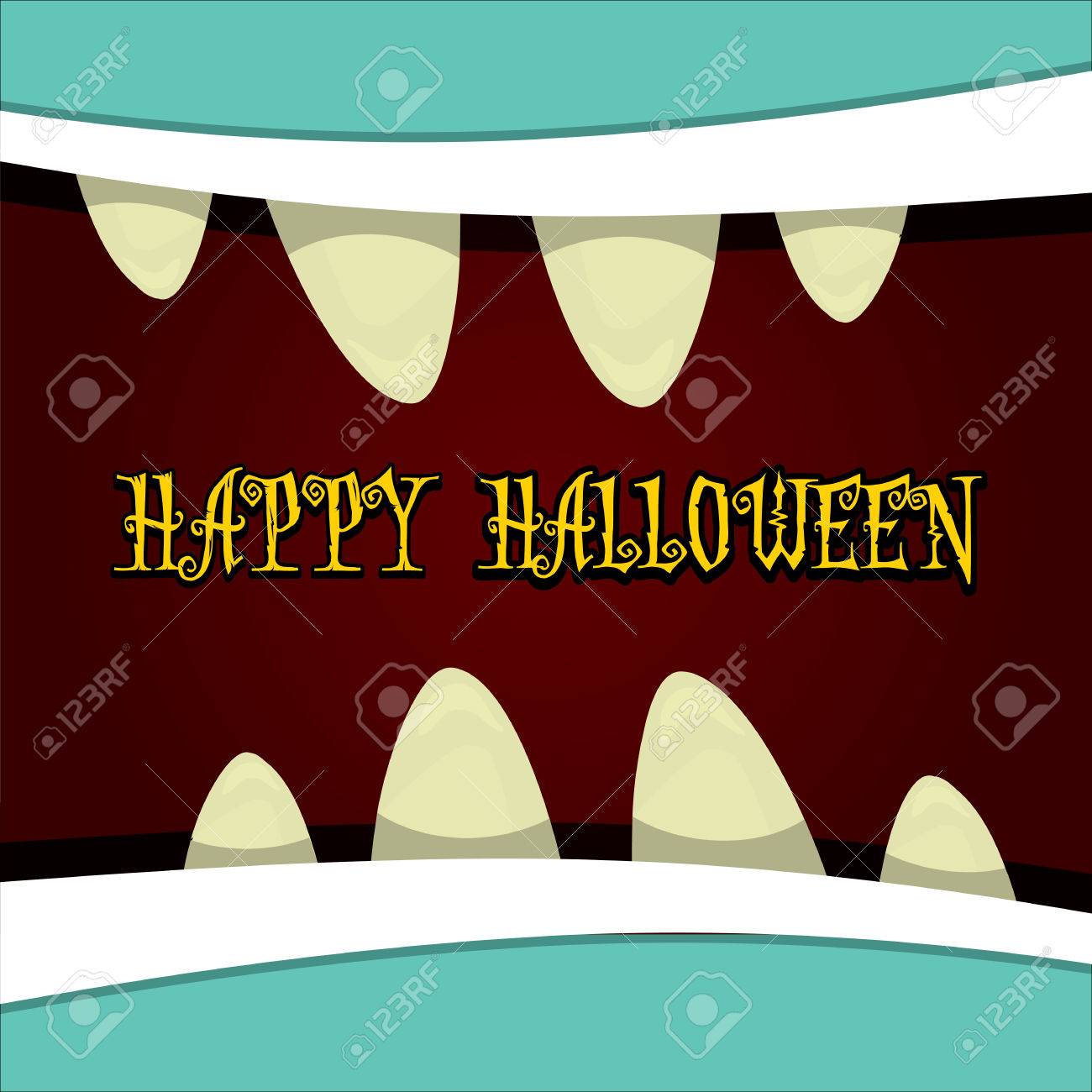 monster face vector illustration happy halloween greeting card