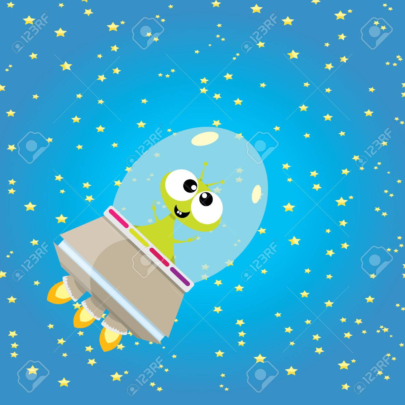 Ufo かわいい外国人のベクター イラストです 空飛ぶ円盤のイラスト素材 ベクタ Image