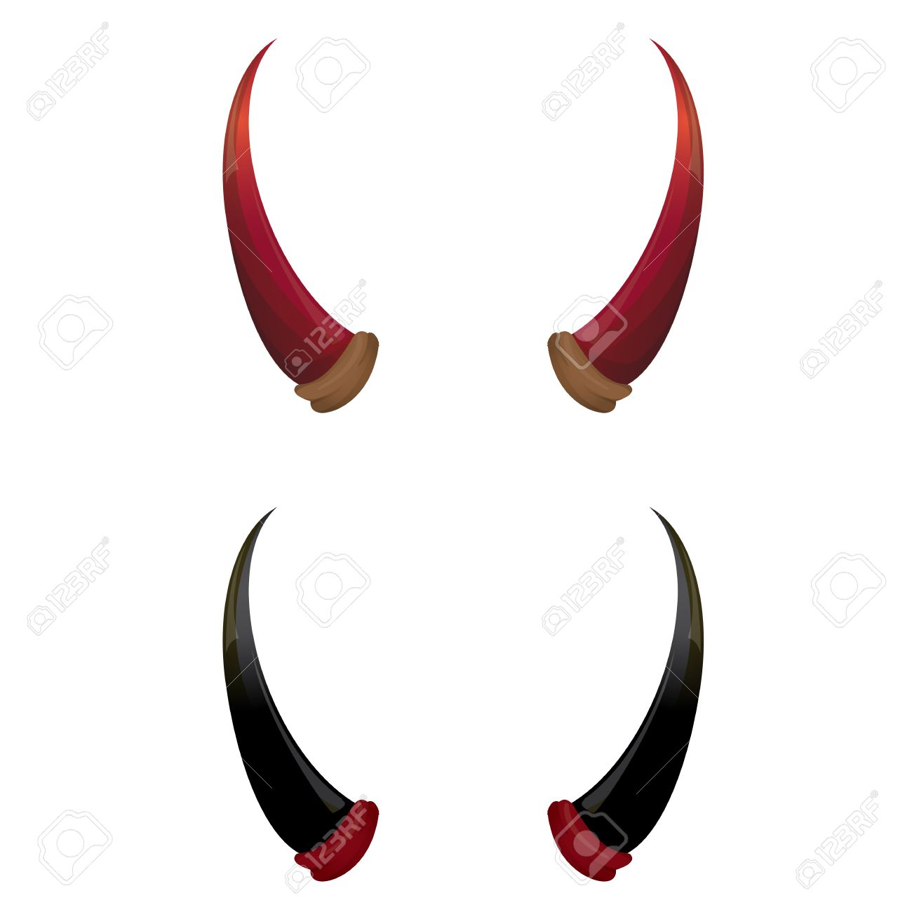 赤と黒をベクトル悪魔 悪魔 サタンの角白で隔離 ハロウィーン邪悪な角のイラスト素材 ベクタ Image