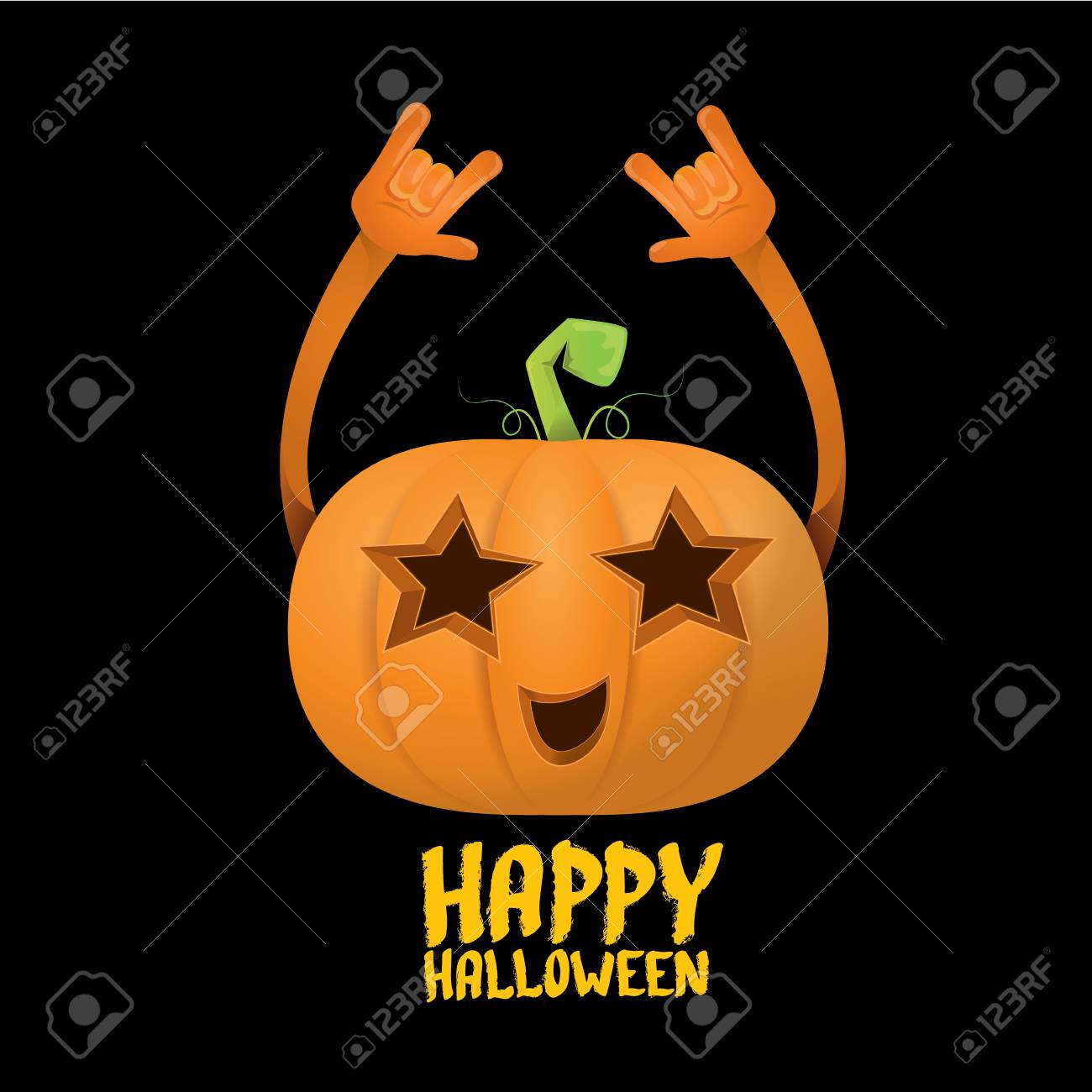 Vettoriale Priorita Bassa Creativa Di Vettore Felice Di Halloween Biglietto Di Auguri Di Halloween Stile Zucca Rock N Roll Con Testo Modello Felice Di Halloween Poster Concerto Rock Design O Cartolina