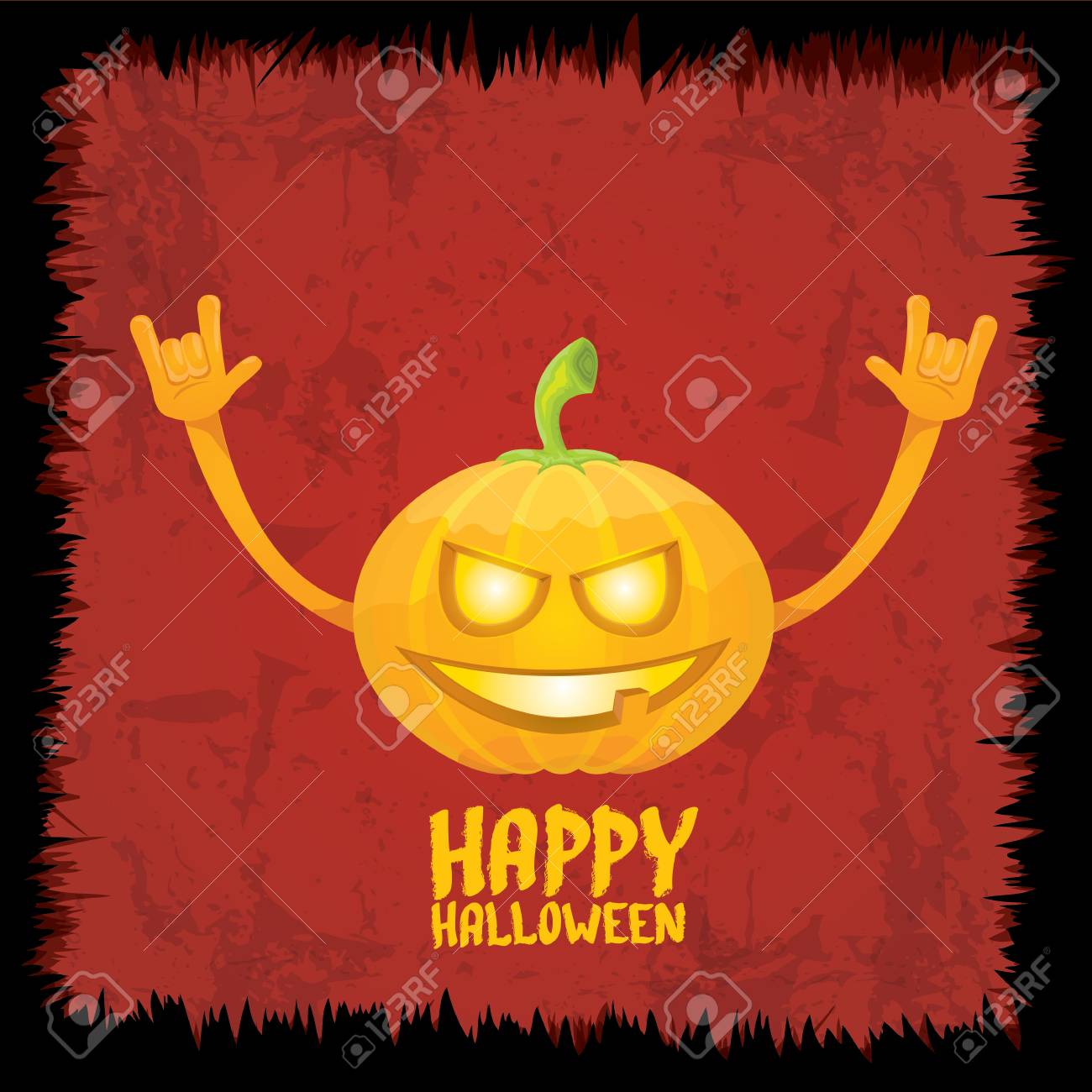 Vettoriale Priorita Bassa Creativa Di Vettore Felice Di Halloween Biglietto Di Auguri Di Halloween Stile Zucca Rock N Roll Con Testo Modello Felice Di Halloween Poster Concerto Rock Design O Cartolina