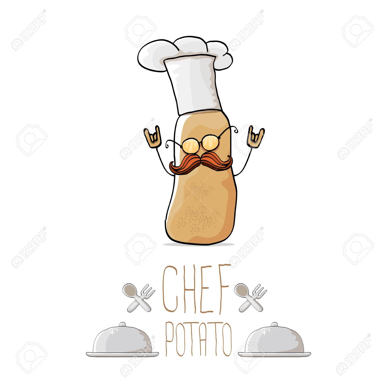 面白い漫画かわいい茶色シェフ ジャガイモをベクトルします のイラスト素材 ベクタ Image