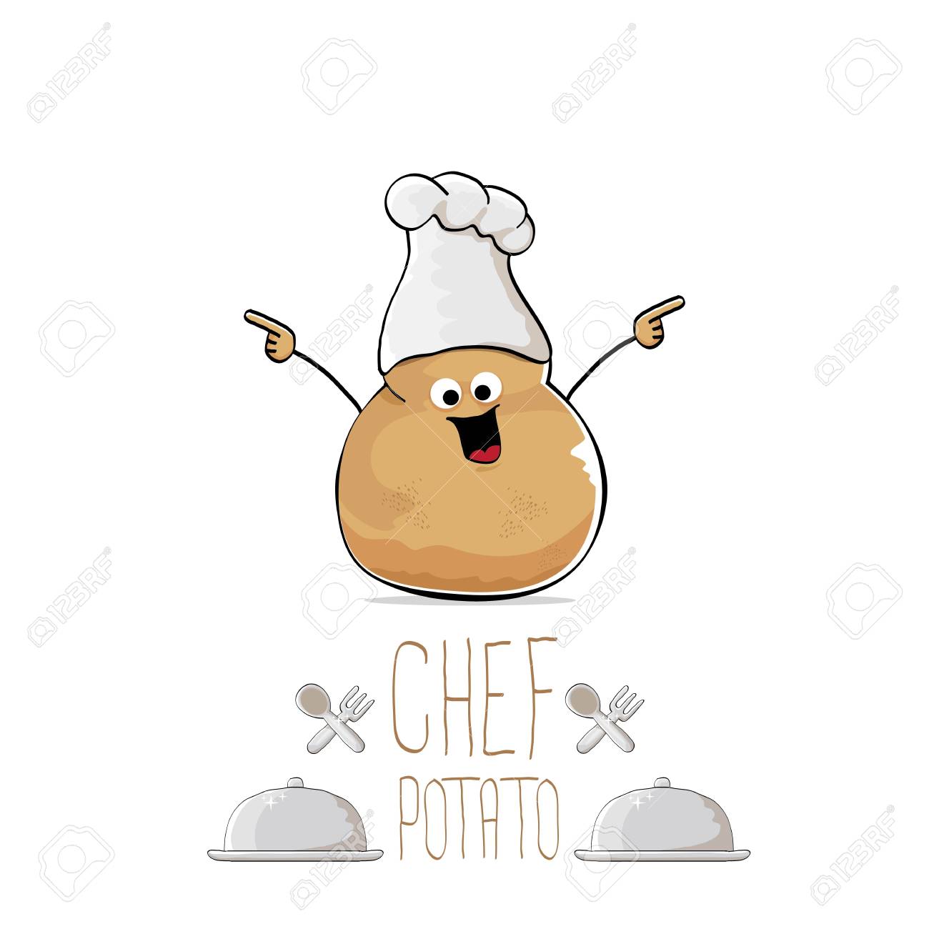 面白い漫画かわいい茶色シェフ ジャガイモ のイラスト素材 ベクタ Image 面白い漫画かわいい茶色シェフ ジャガイモ のイラスト素材 ベクタ Image
