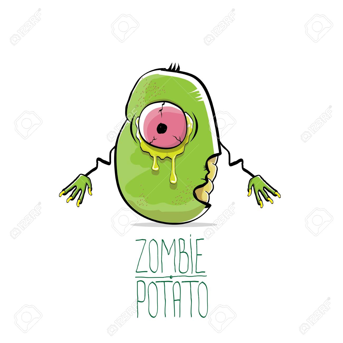 funny cartoon cute green