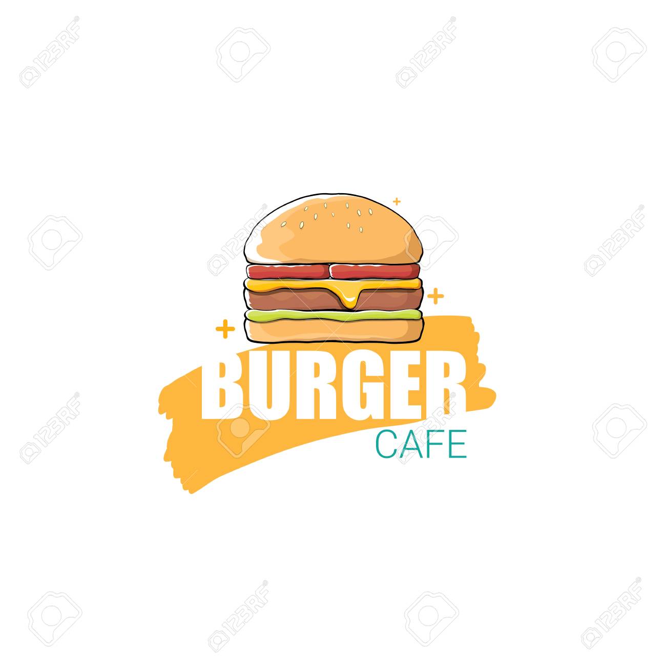 Modele De Conception De Logo Vectoriel Burger Cafe Avec Hamburger