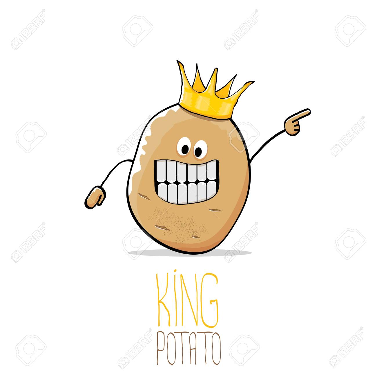 Funny Cartoon Cool Cute Brown Smiling King Potato Royalty Free Svg Cliparts Vectors And Stock Illustration Image