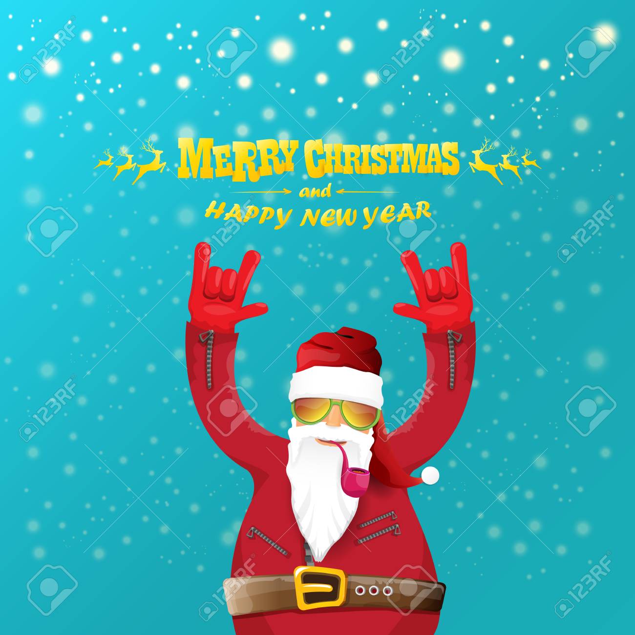 Vector Rock N Roll Santa Claus With Smoking Pipe Santa Beard Royalty Free Cliparts Vectors And Stock Illustration Image 113124146