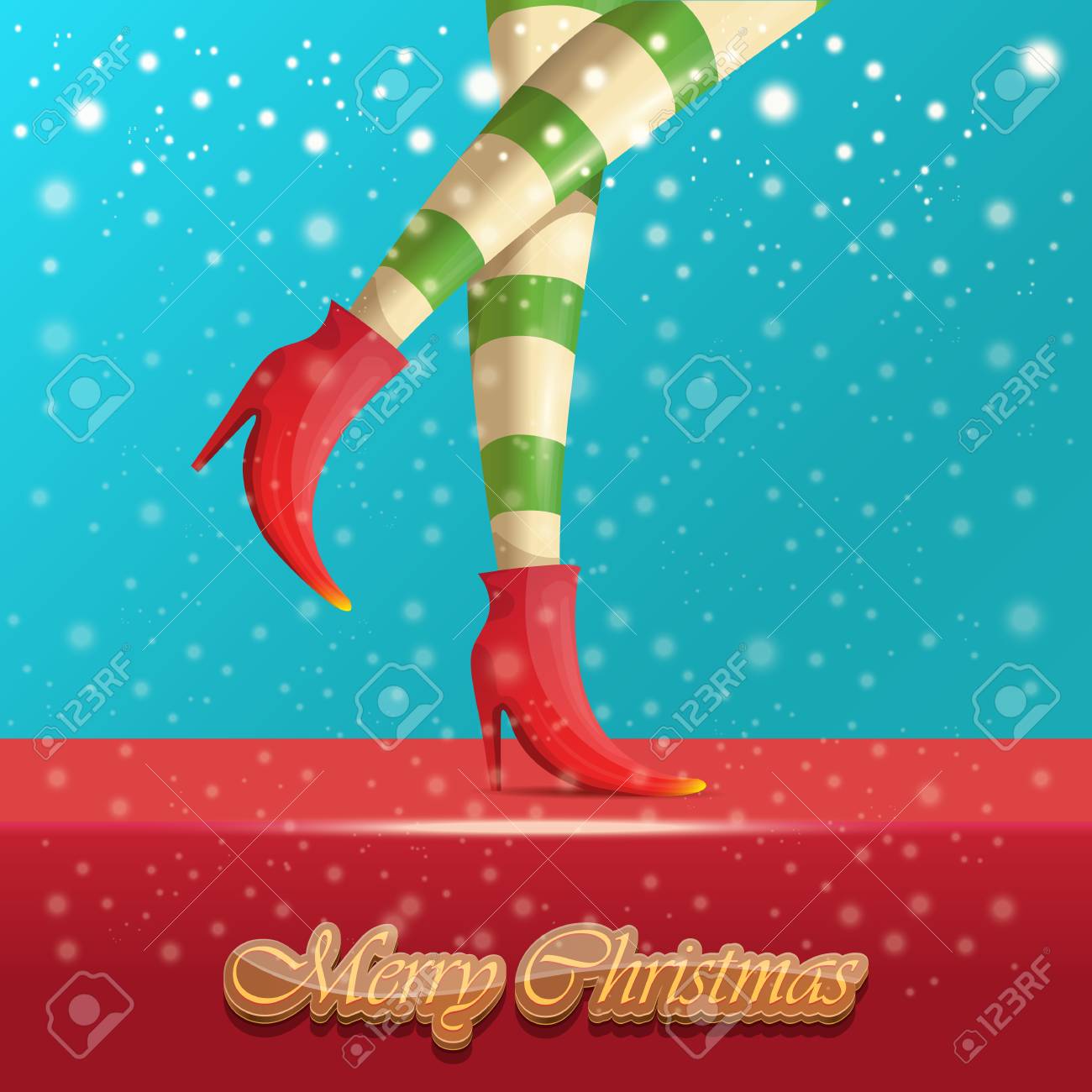 Vector Merry Christmas Greeting Card With Cartoon Elf Hot Girls Royalty Free Cliparts Vectors And Stock Illustration Image 113124183