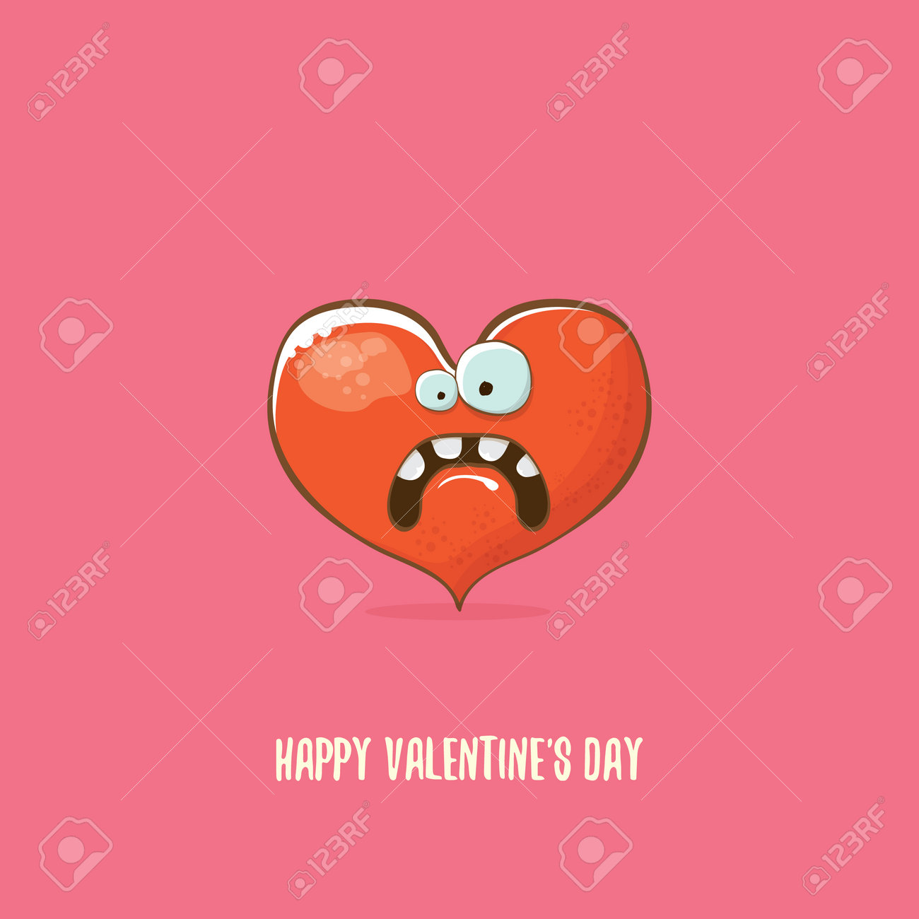 Funny cartoon teddy bear with hearts. Happy Valentine's Day illustration  Stock Vector | Adobe Stock, image size:1300x1300