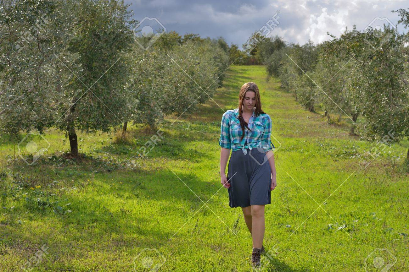 Beautiful Young Country Girl In Olive Garden Tuscan Italy Stock Photo Beautiful Young Country Girl In Olive Garden Tuscan Italy Stock Photo
