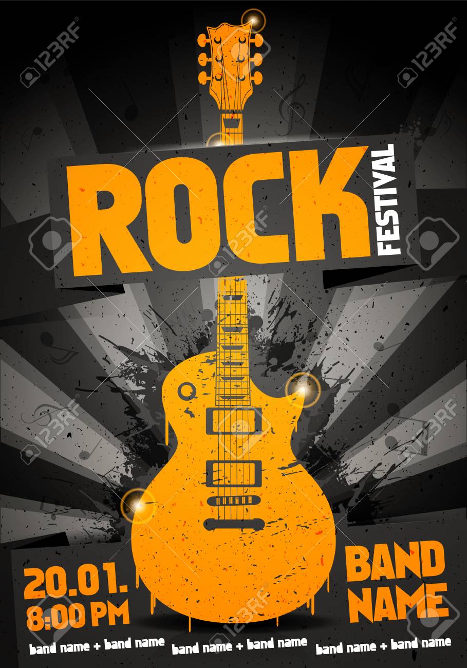 vector illustration black orange rock festival party flyer template black party flyer background design