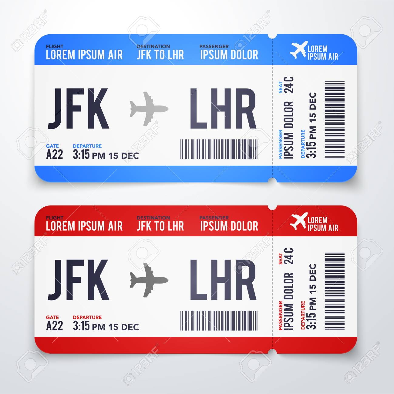 vector illustration modern realistic airline ticket design with