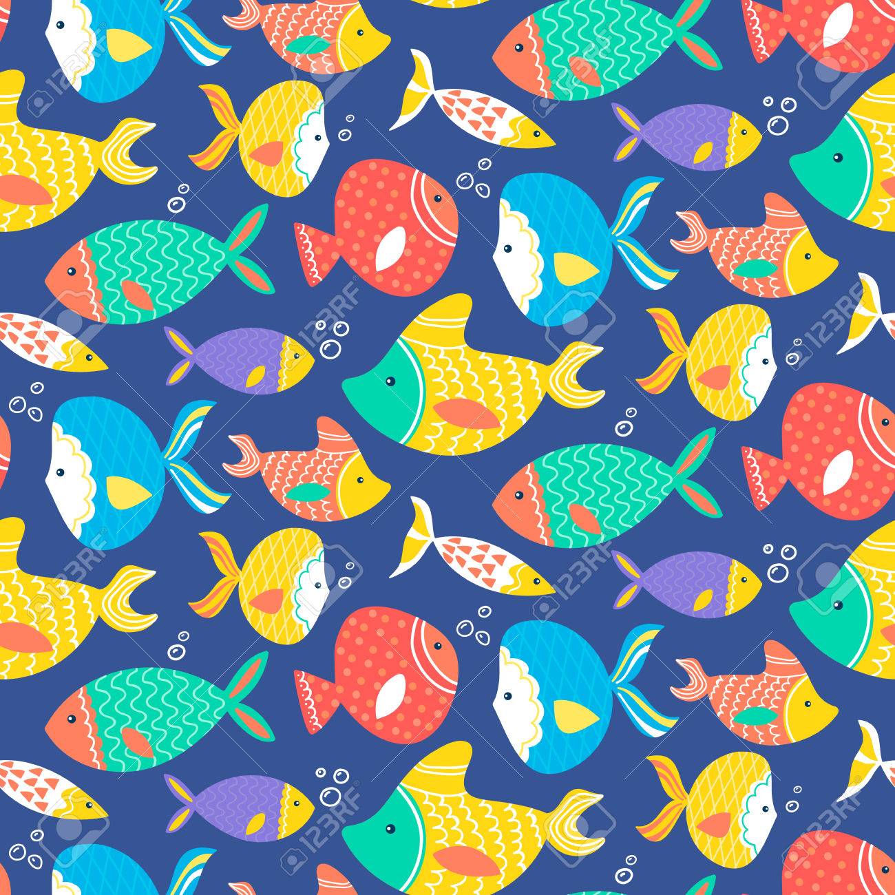 シームレス パターン別の親切な海の魚を手描き 完全に編集可能なイラスト 完璧な壁紙 繊維工業用 のイラスト素材 ベクタ Image