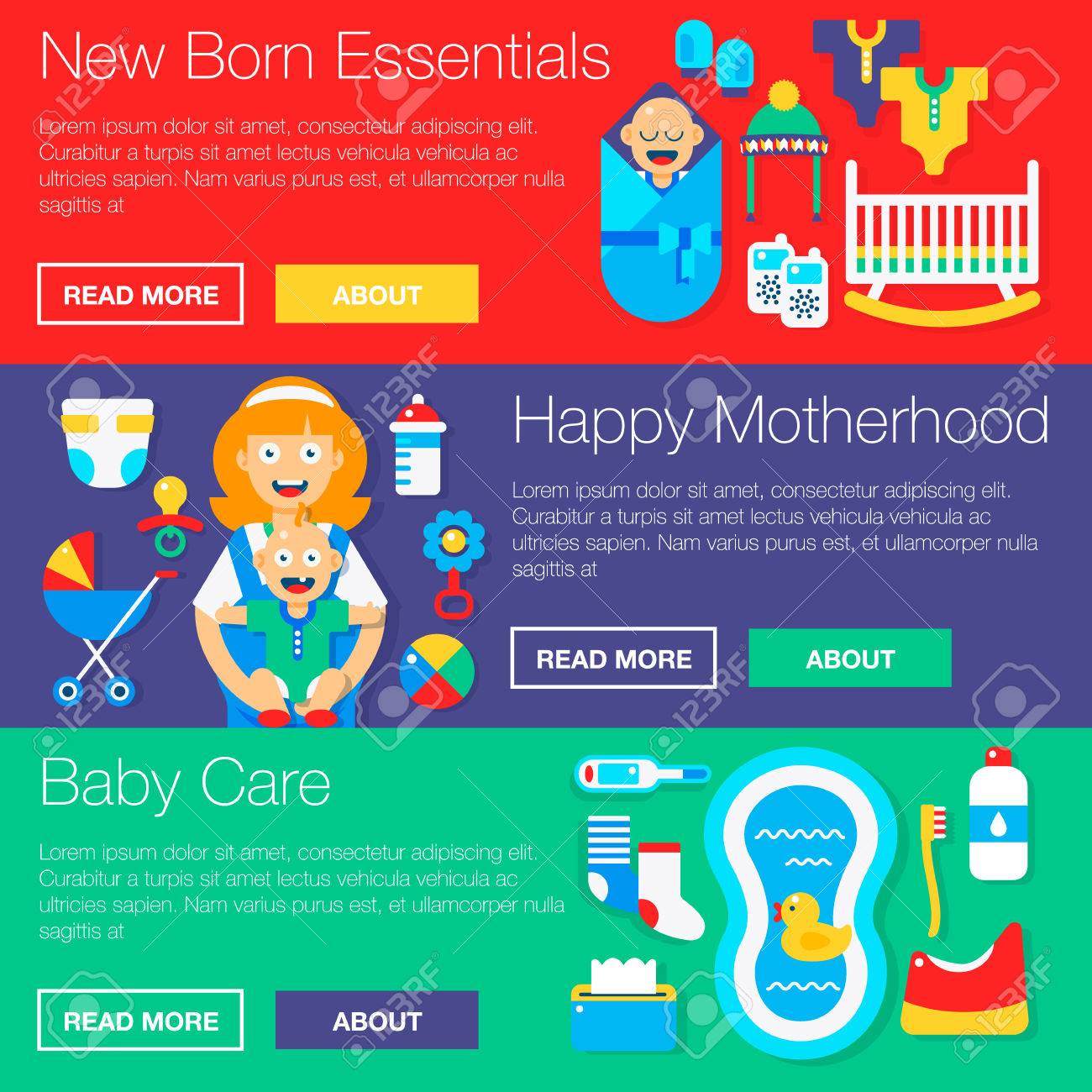 baby gear essentials vector banners for new born parents vector new baby banners