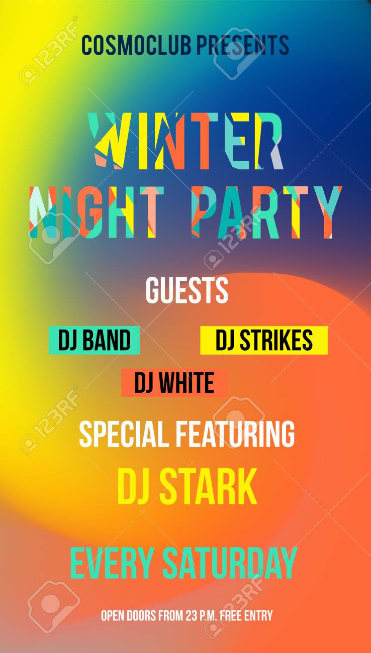 web banner or print poster for night party announcement great