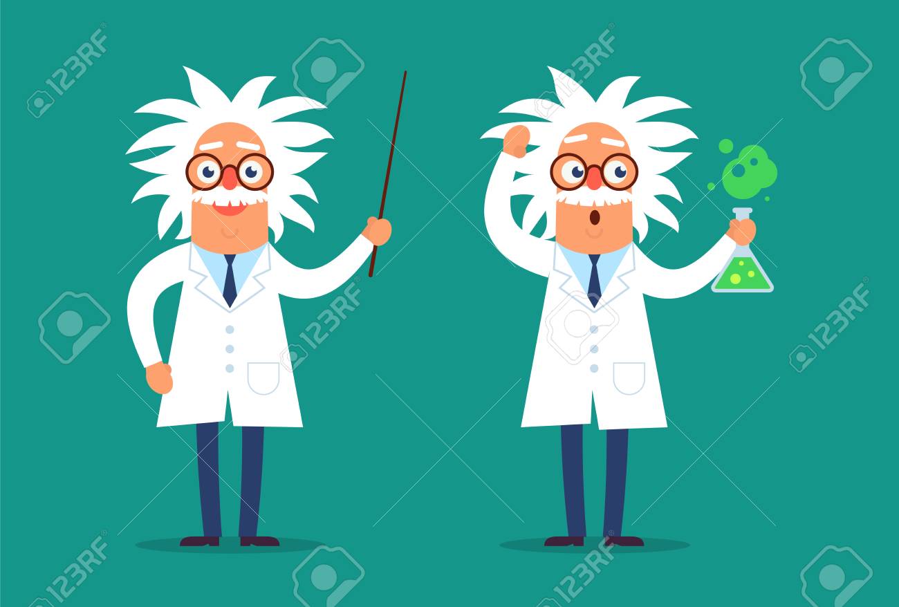 Two professor characters standing in the classroom with the pointer and test tube. Flat design funny illustration. Back to school idea. - 109430274 Two professor characters standing in the classroom with the pointer and test tube. Flat design funny illustration. Back to school idea. - 109430274