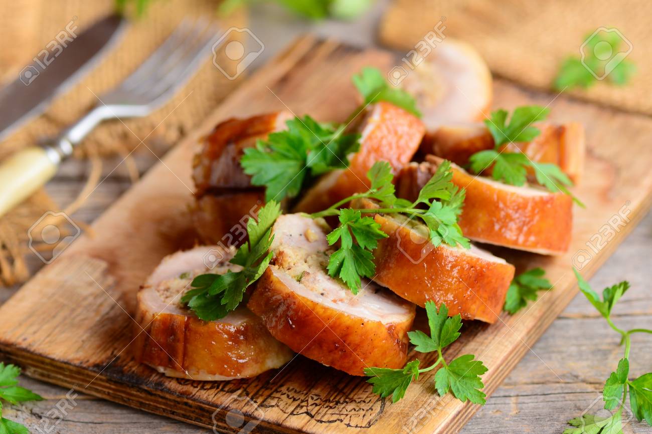 Appetizing chicken rolls with stuffing Appetizing chicken rolls with stuffing
