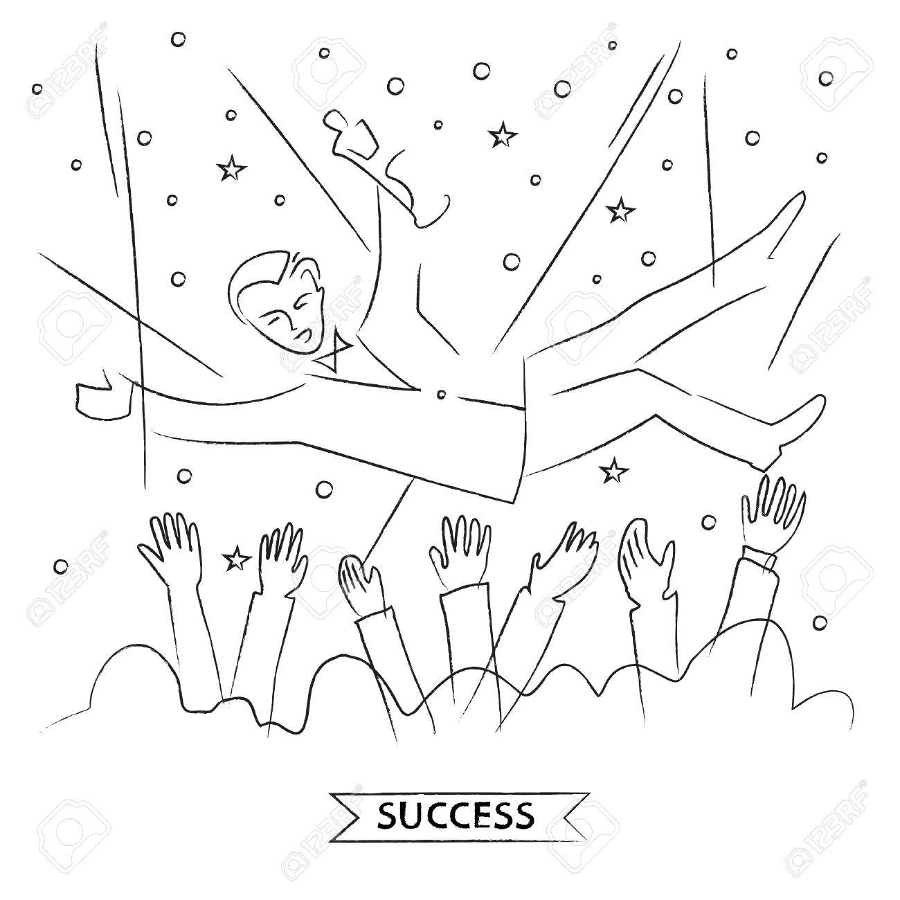 俳優の映画賞のプレゼンテーション 人気と名声 俳優を投げます 自分の仕事の報酬を得る 表彰式 ベクトルの図 直線スケッチ のイラスト素材 ベクタ Image