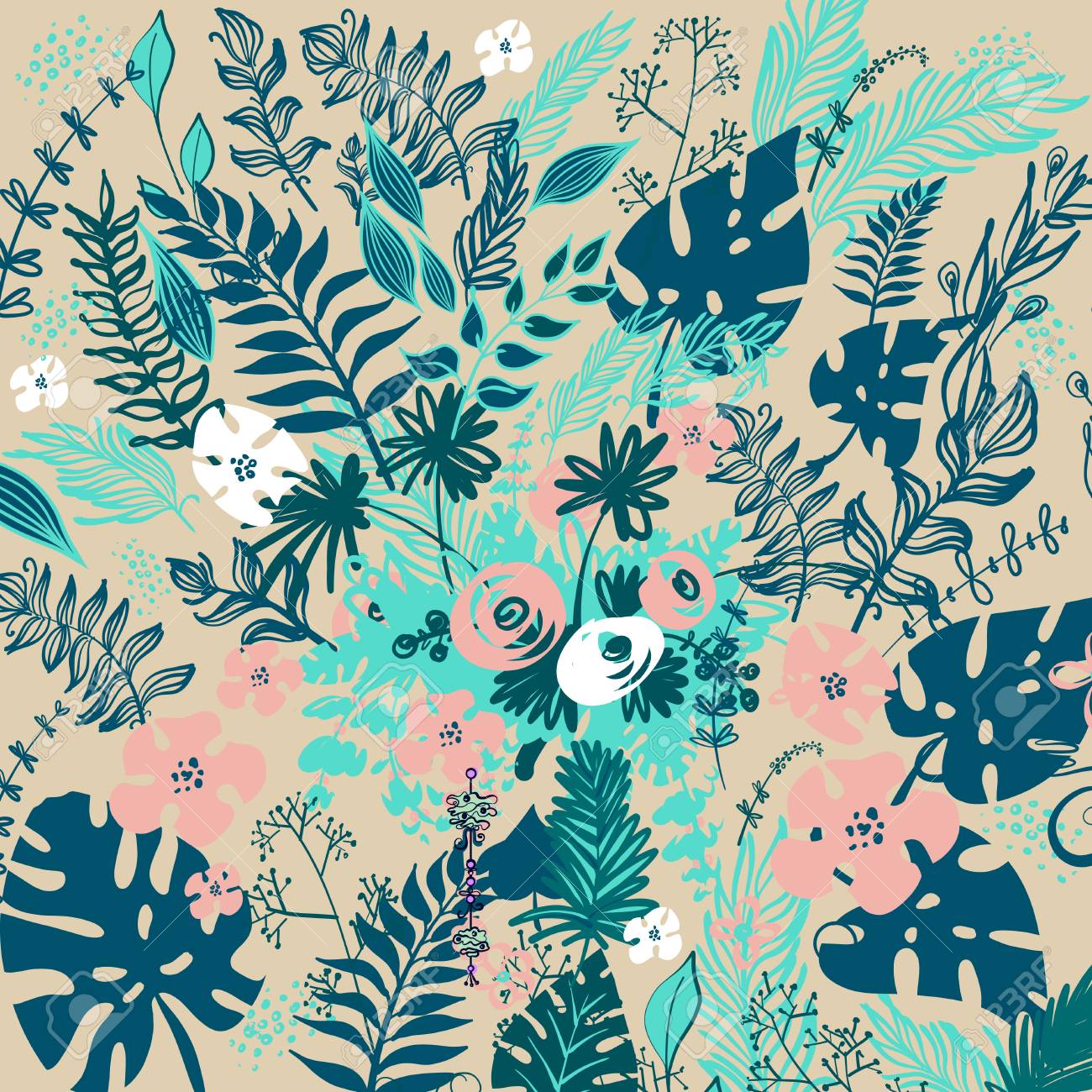 フリーハンド描画ベクトル花一色の背景に葉と花をセットします 植物のイメージをスケッチします のイラスト素材 ベクタ Image フリーハンド描画ベクトル花一色の背景に葉と花をセットします 植物のイメージをスケッチします のイラスト素材 ベクタ Image