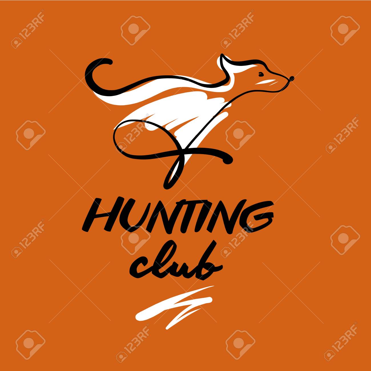 狩猟クラブのベクトル テンプレートのロゴ 走っている犬のイメージをスケッチします のイラスト素材 ベクタ Image