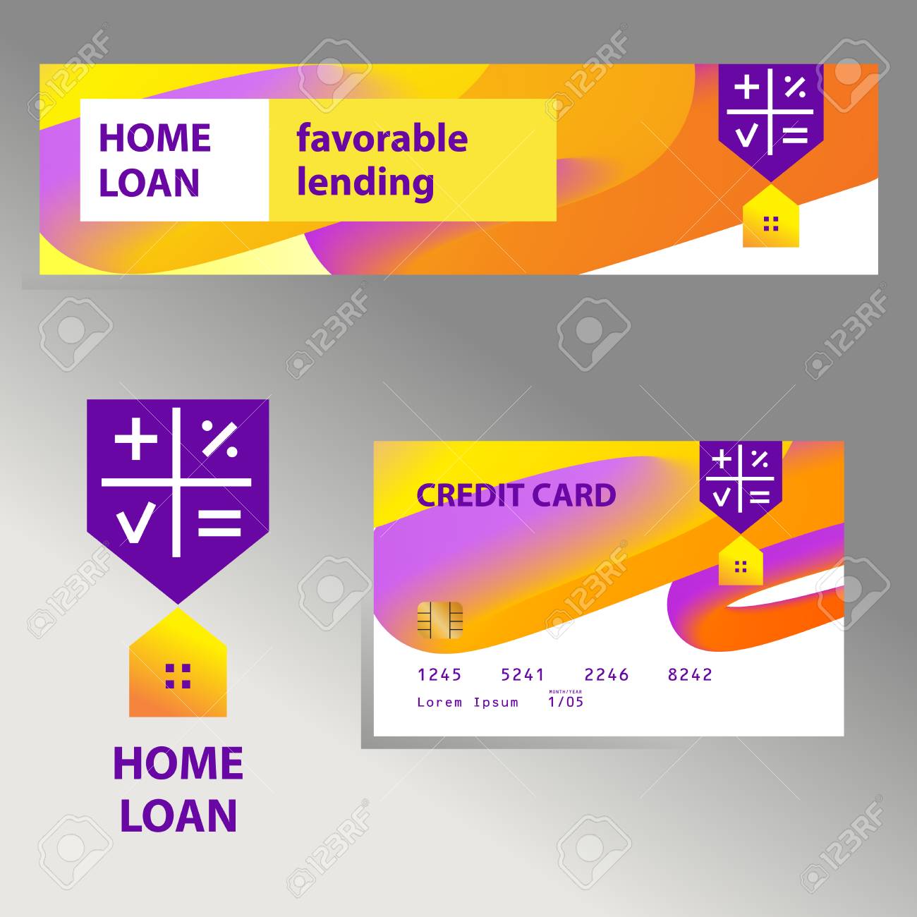 home loan template financial sign logo badge with plan house home loan template