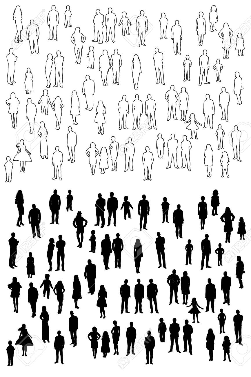 Sketch People, Silhouette Of Standing People, Collection, Vector Royalty  Free SVG, Cliparts, Vectors, and Stock Illustration. Image 154122500., image size:866x1300