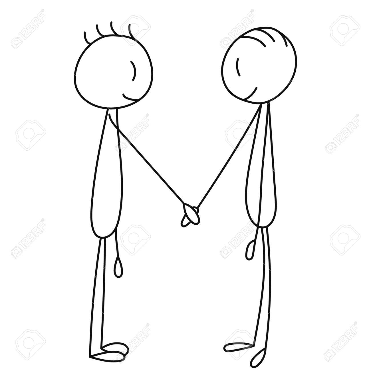 Two 3d Stick Figures One Blue And Orange Are Shaking Hands In A Friendly  Gesture Both, image size:1300x1300