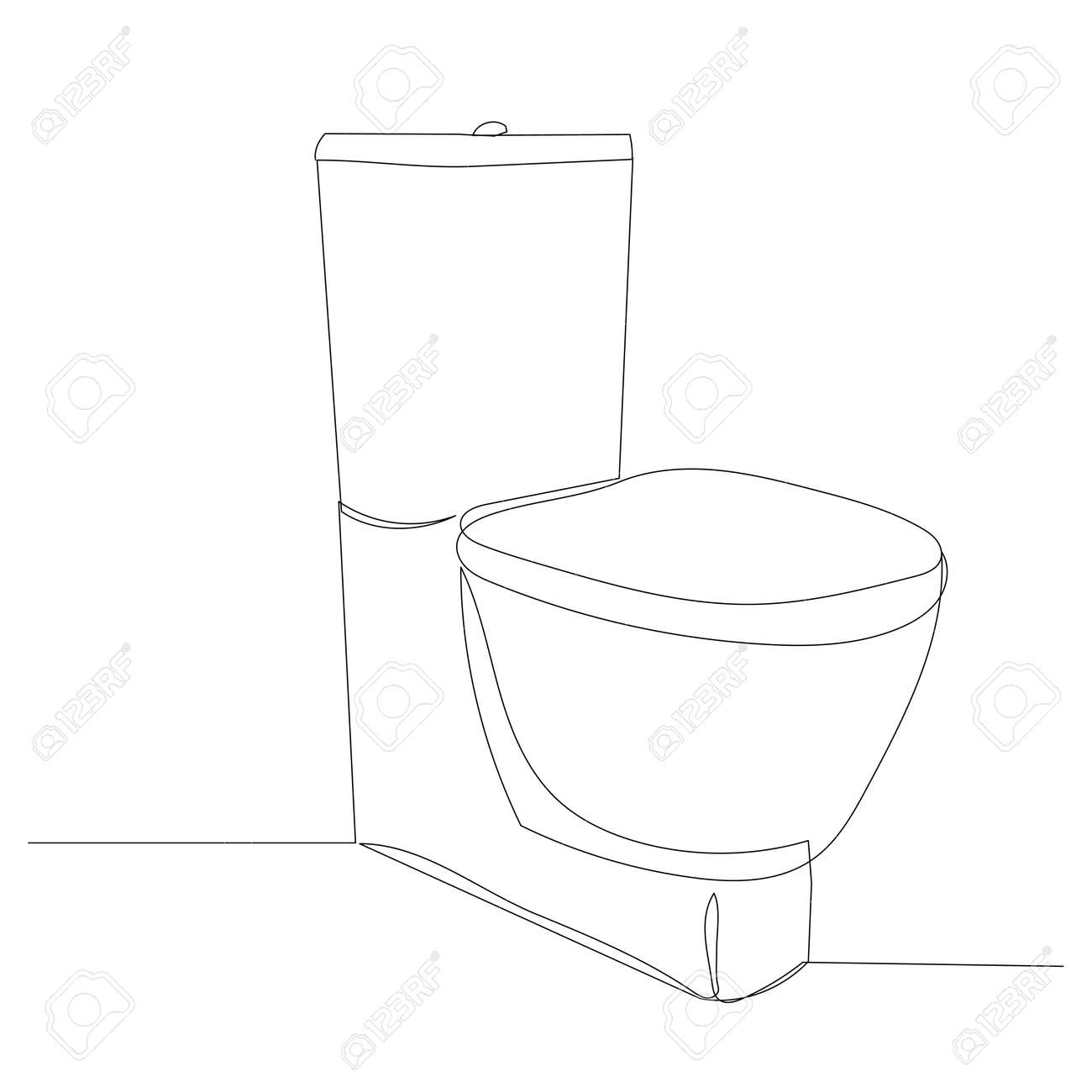 Toilet Bowl Drawing By One Continuous Line, Isolated Vector Royalty Free  SVG, Cliparts, Vectors, and Stock Illustration. Image 182798464., image size:1300x1300