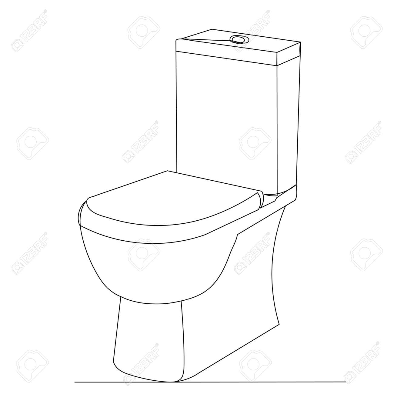 Toilet Bowl Drawing By One Continuous Line, Isolated Vector Royalty Free  SVG, Cliparts, Vectors, and Stock Illustration. Image 184187949., image size:1300x1300